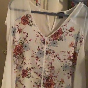 Sheer white floral blouse